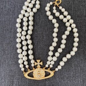 Vivienne Westwood three layers pearl necklace chain🛒🛍️